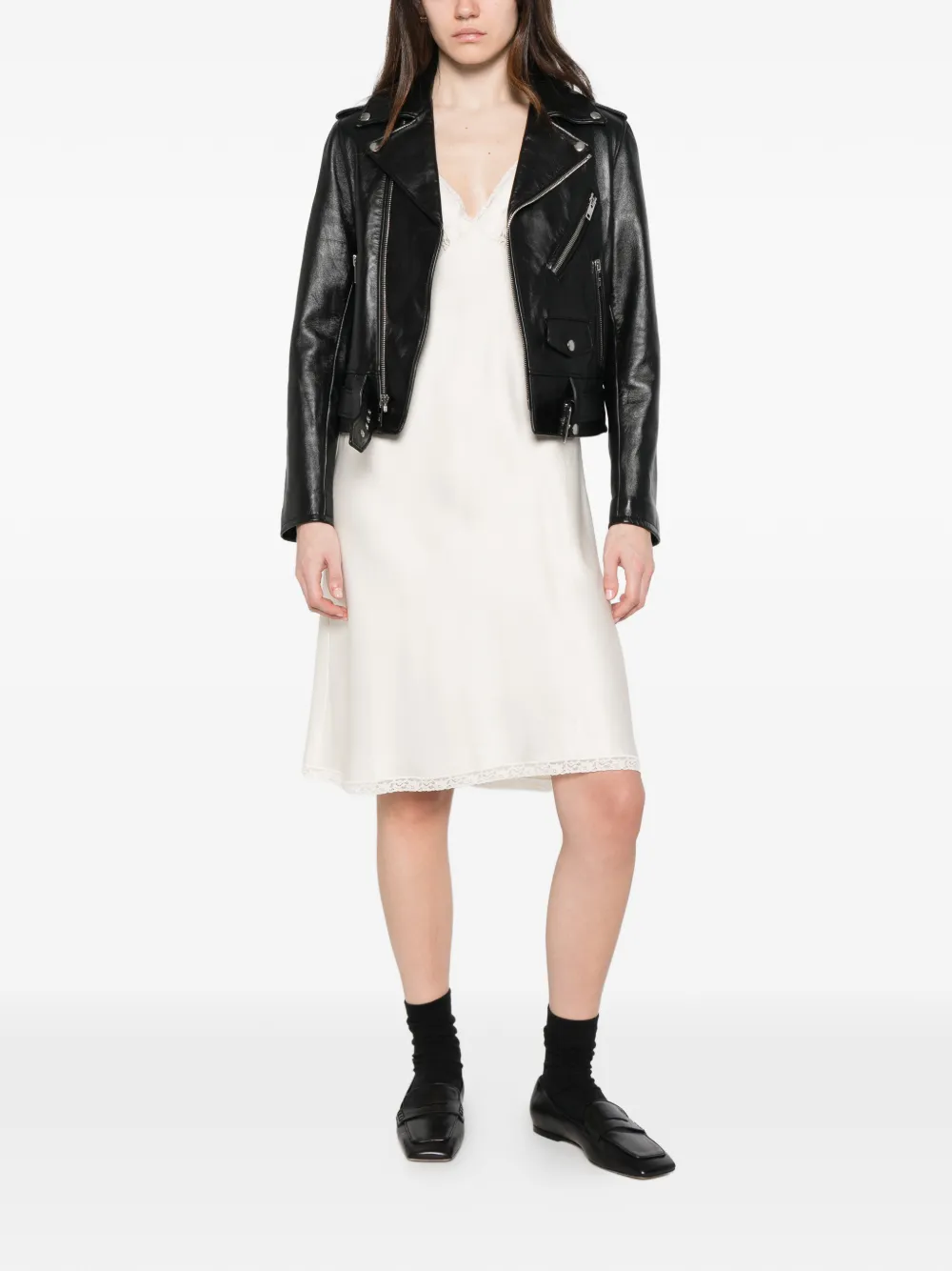  Nº21 Lace-trim Midi Dress - Neutrals 