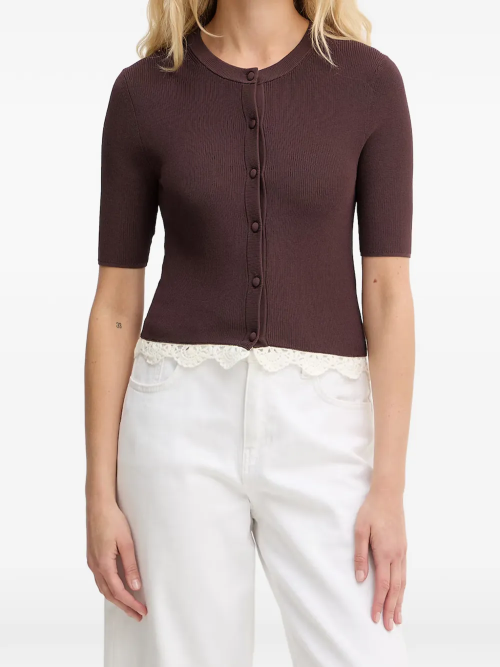 Marella crochet-trim cardigan - Brown