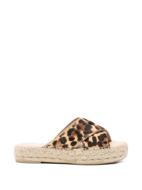 Manebi alpargatas con tiras cruzadas y estampado de leopardo