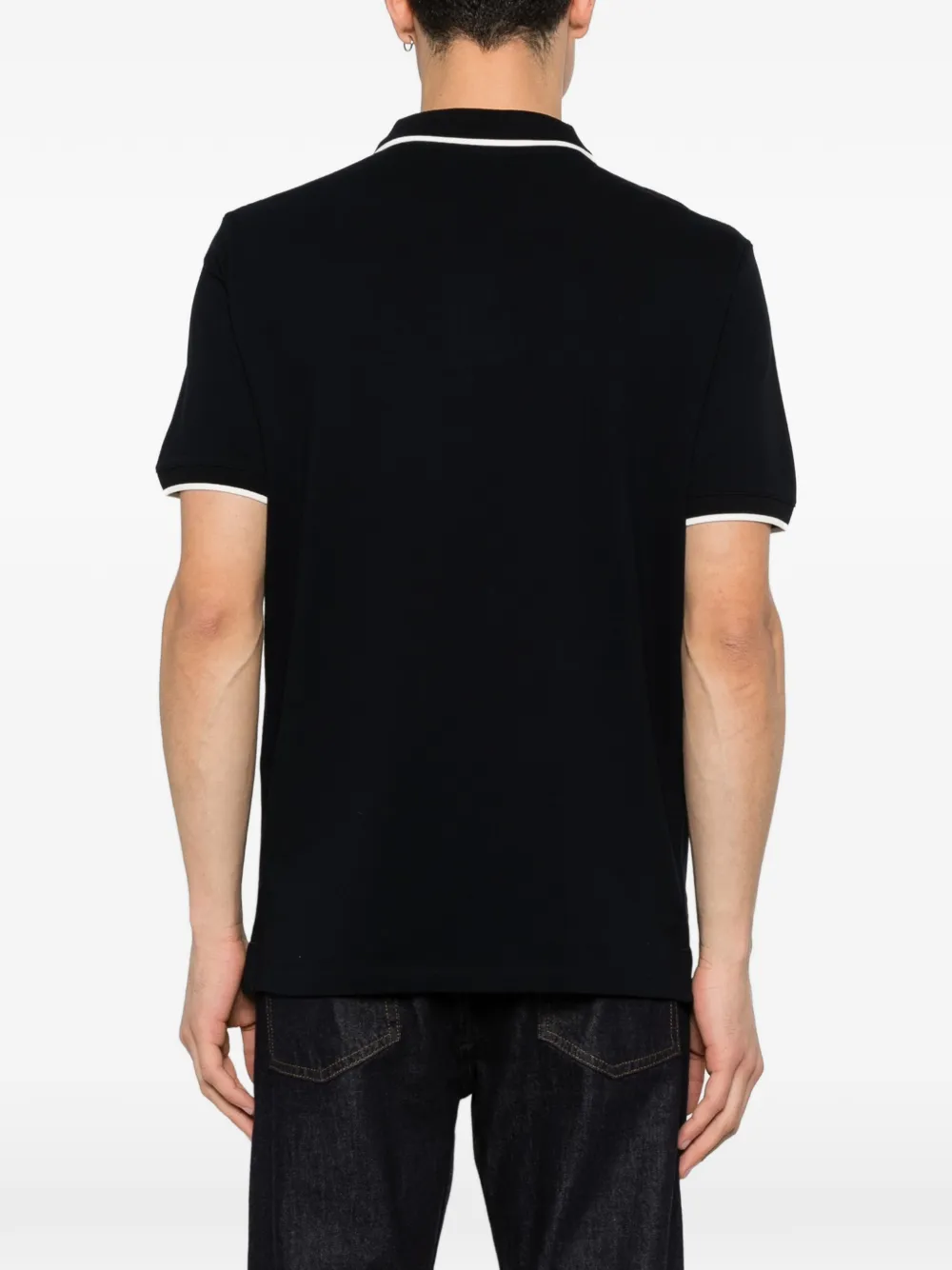 Emporio Armani T-shirt met geborduurd logo en polokraag Blauw