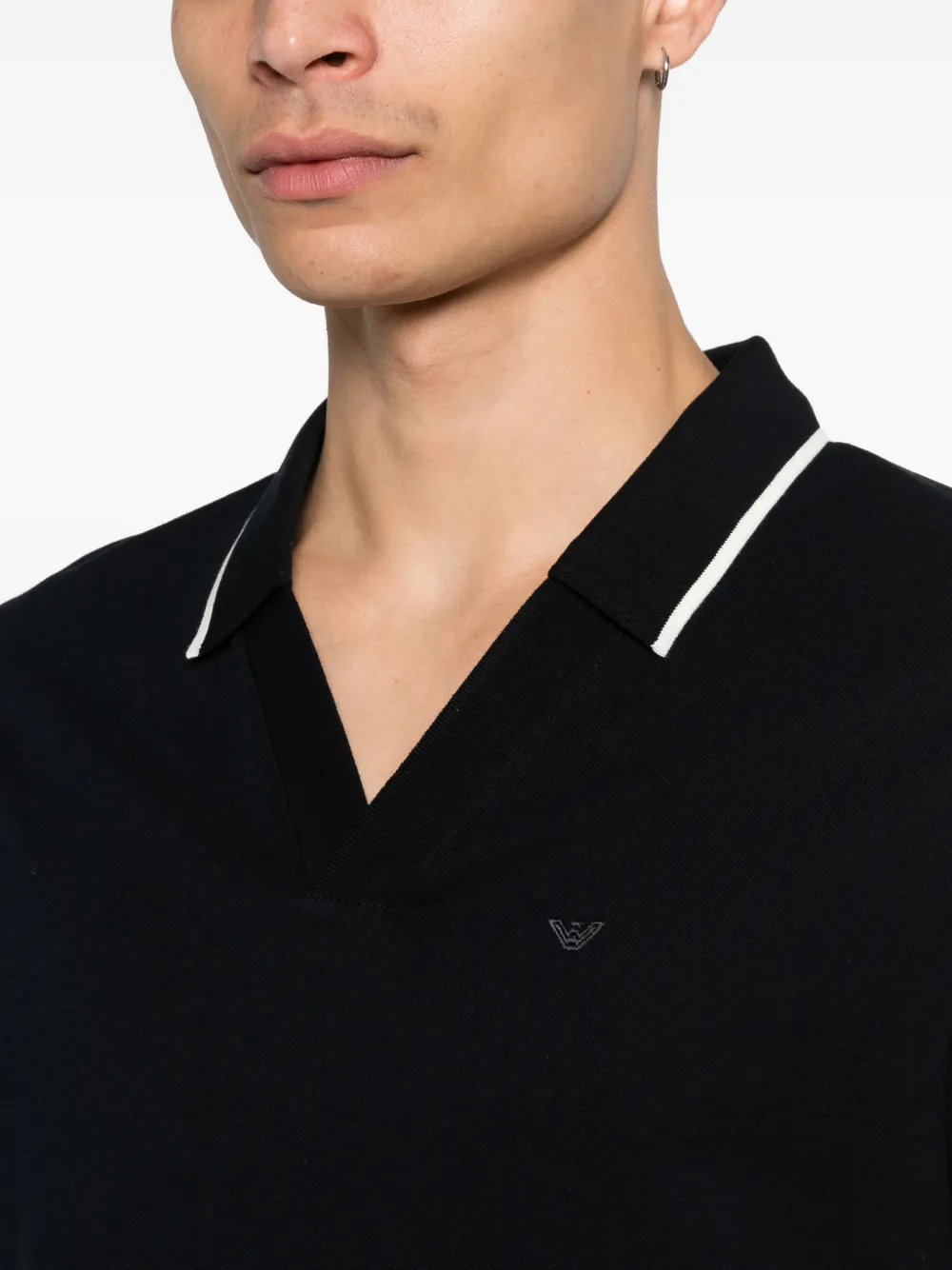 Emporio Armani T-shirt met geborduurd logo en polokraag Blauw
