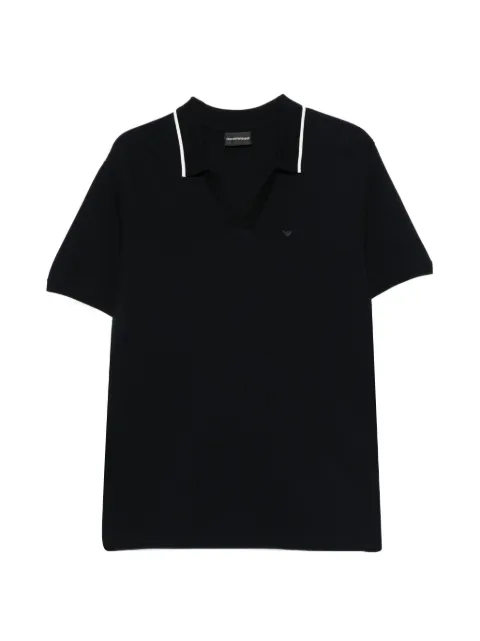 Emporio Armani logo-embroidered tipped polo-collar T-shirt