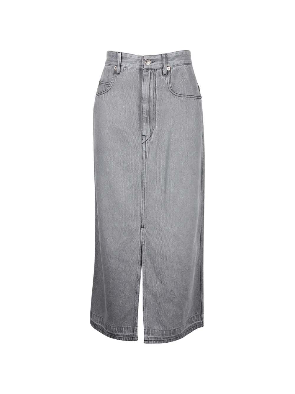 Isabel Marant Vintage denim front-slit midi skirt - Grigio