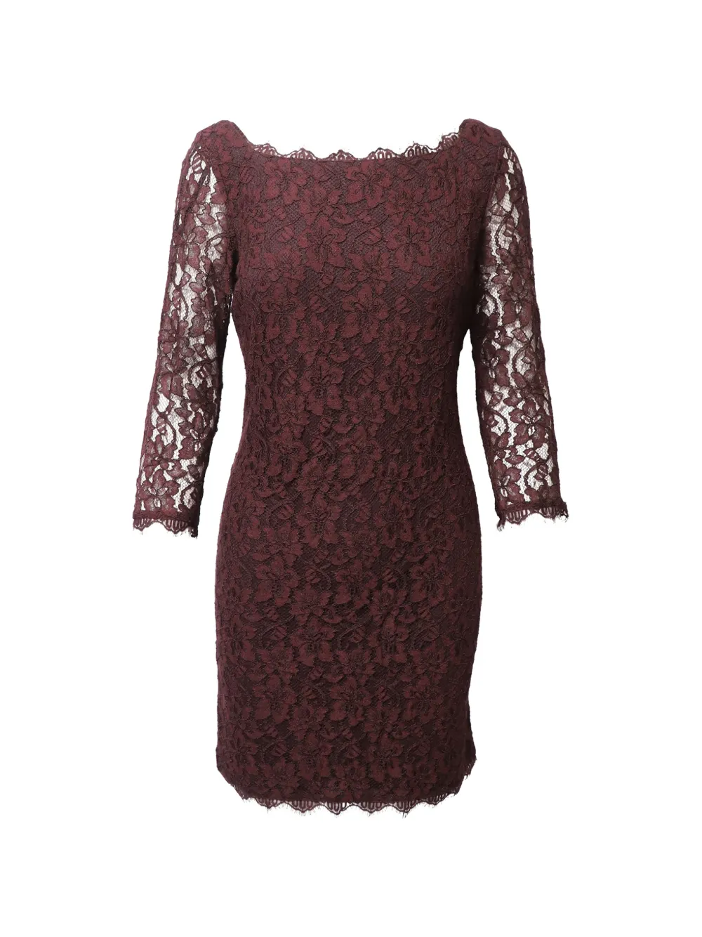 Diane Von Furstenberg Vintage robe mi-longue zippée à détails en dentelle - Rouge