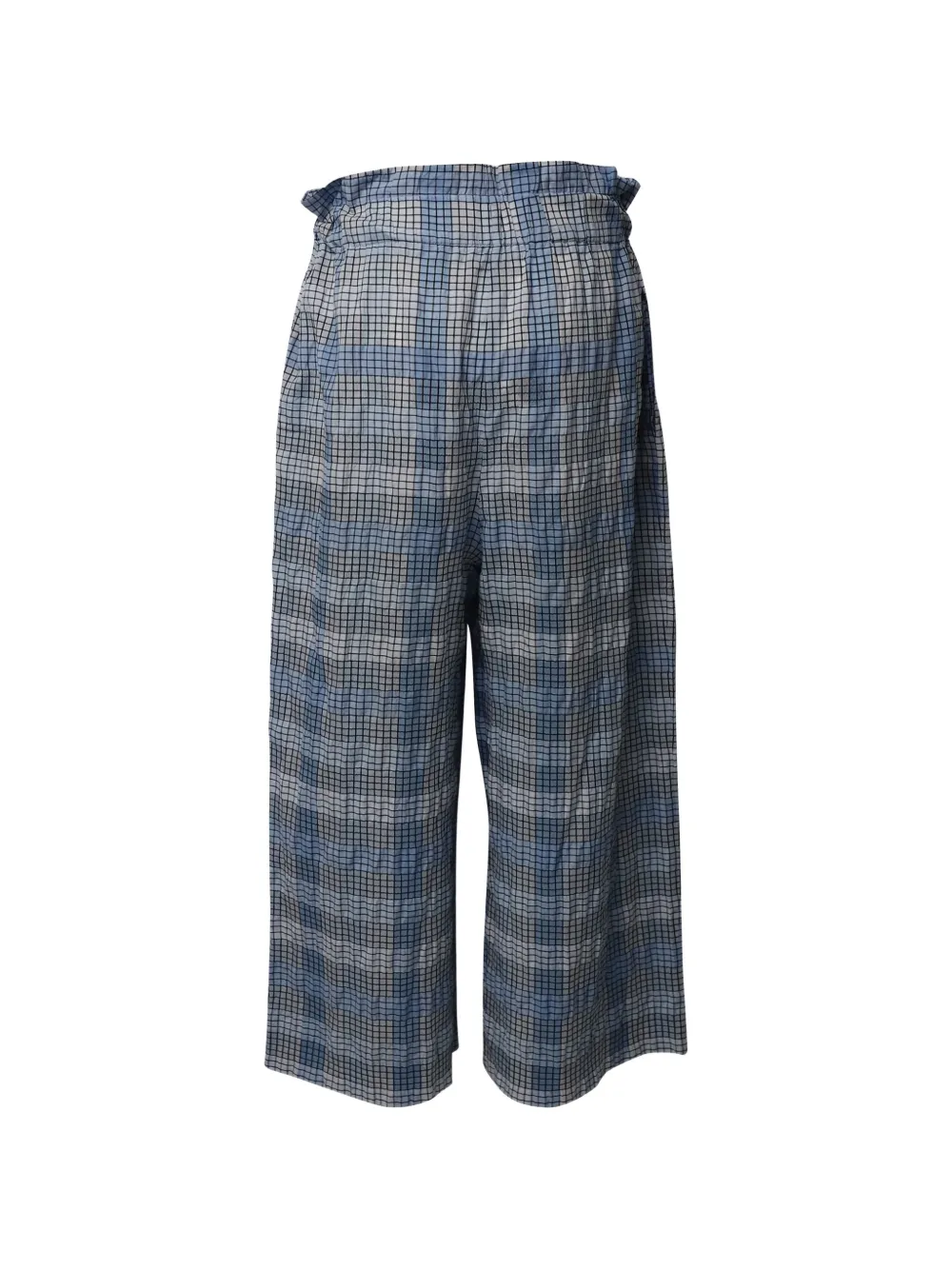Checked-Pattern Wide-Leg Trousers