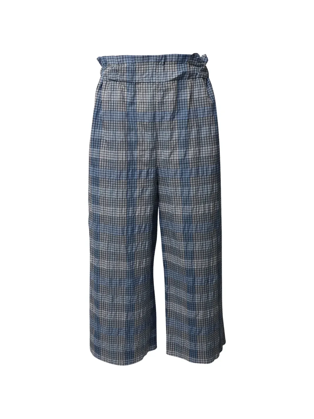 GANNI checked-pattern wide-leg trousers - Blu
