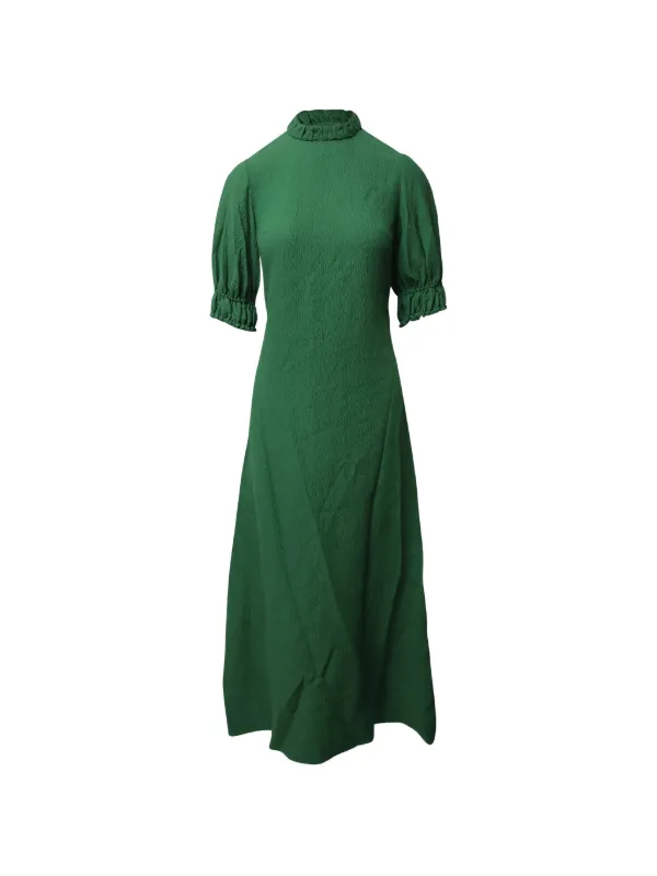 emilia wickstead green dress Lime Green Satin Cowl Neck Midi Dress