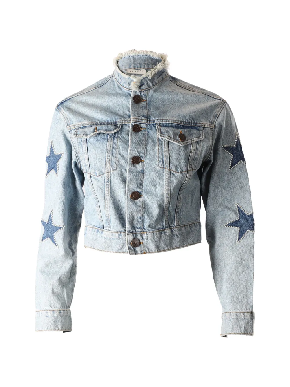 SANDRO star-embellishment denim jacket - Blu