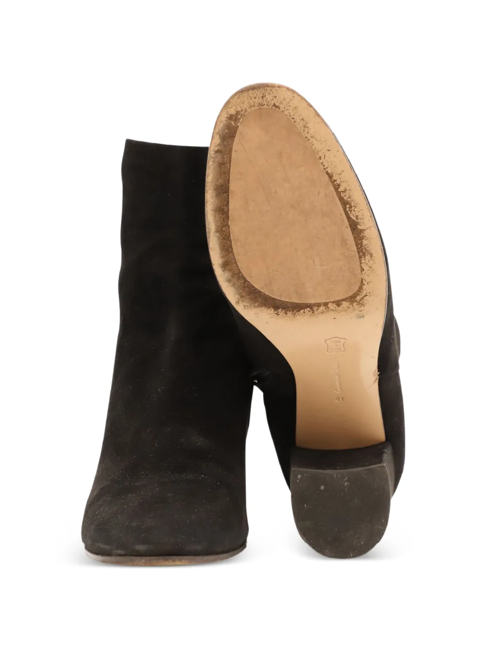round-toe suede ankle booties