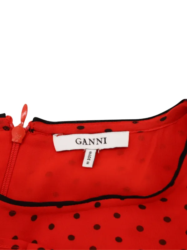 ganni red polka dot dress GANNI Polka Dot Ruffled Dress | Red