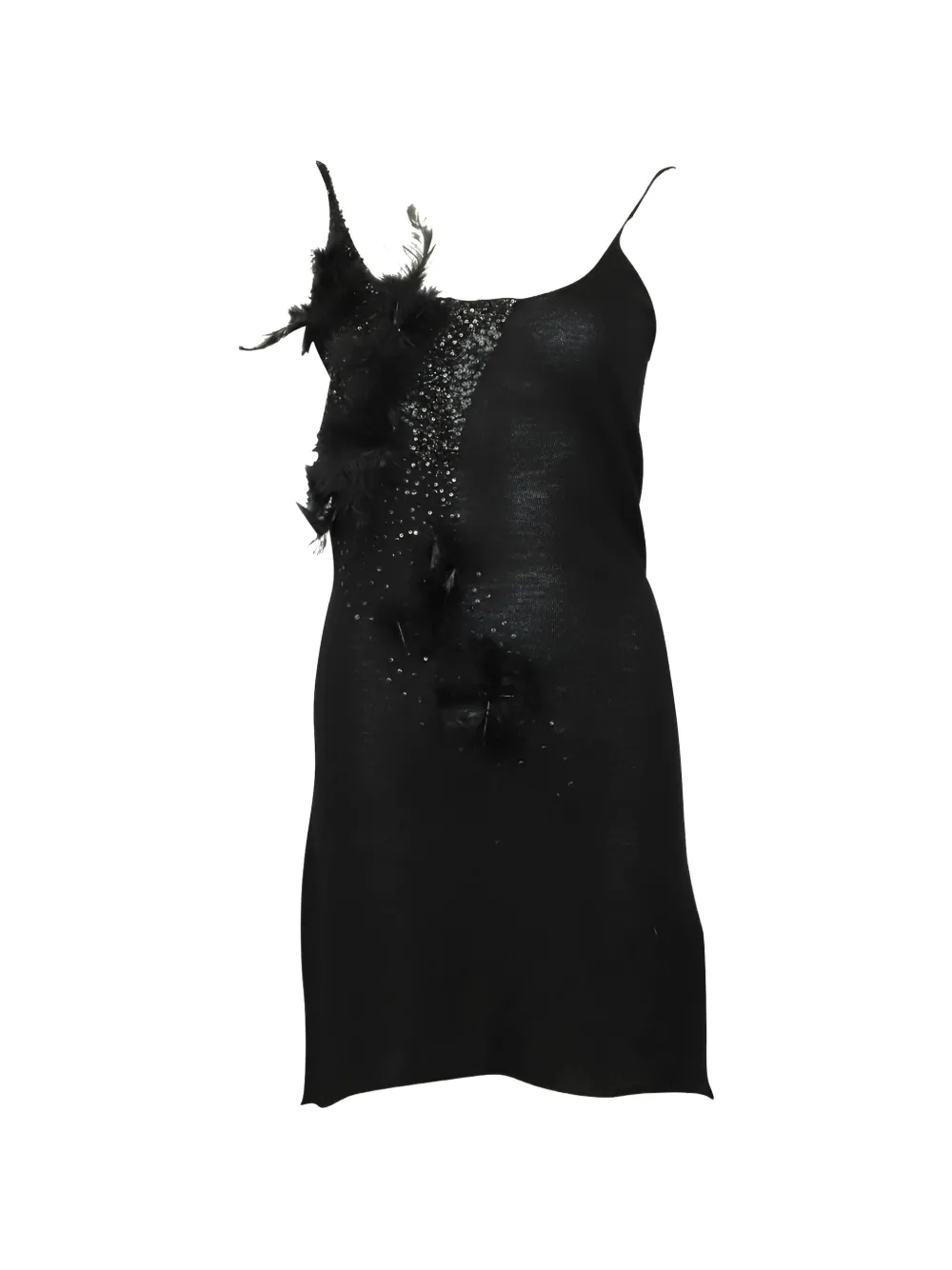 JOSEPH sequins feather-detail mini dress - Nero