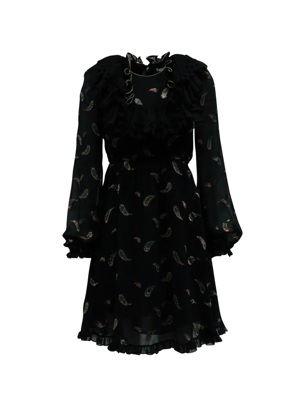 Chloé Pre-Owned paisley ruffle dress - Nero