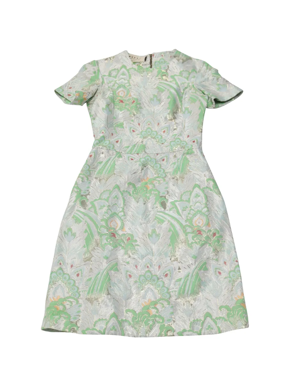 Marni 2012 brocade short-sleeves mini dress - Verde