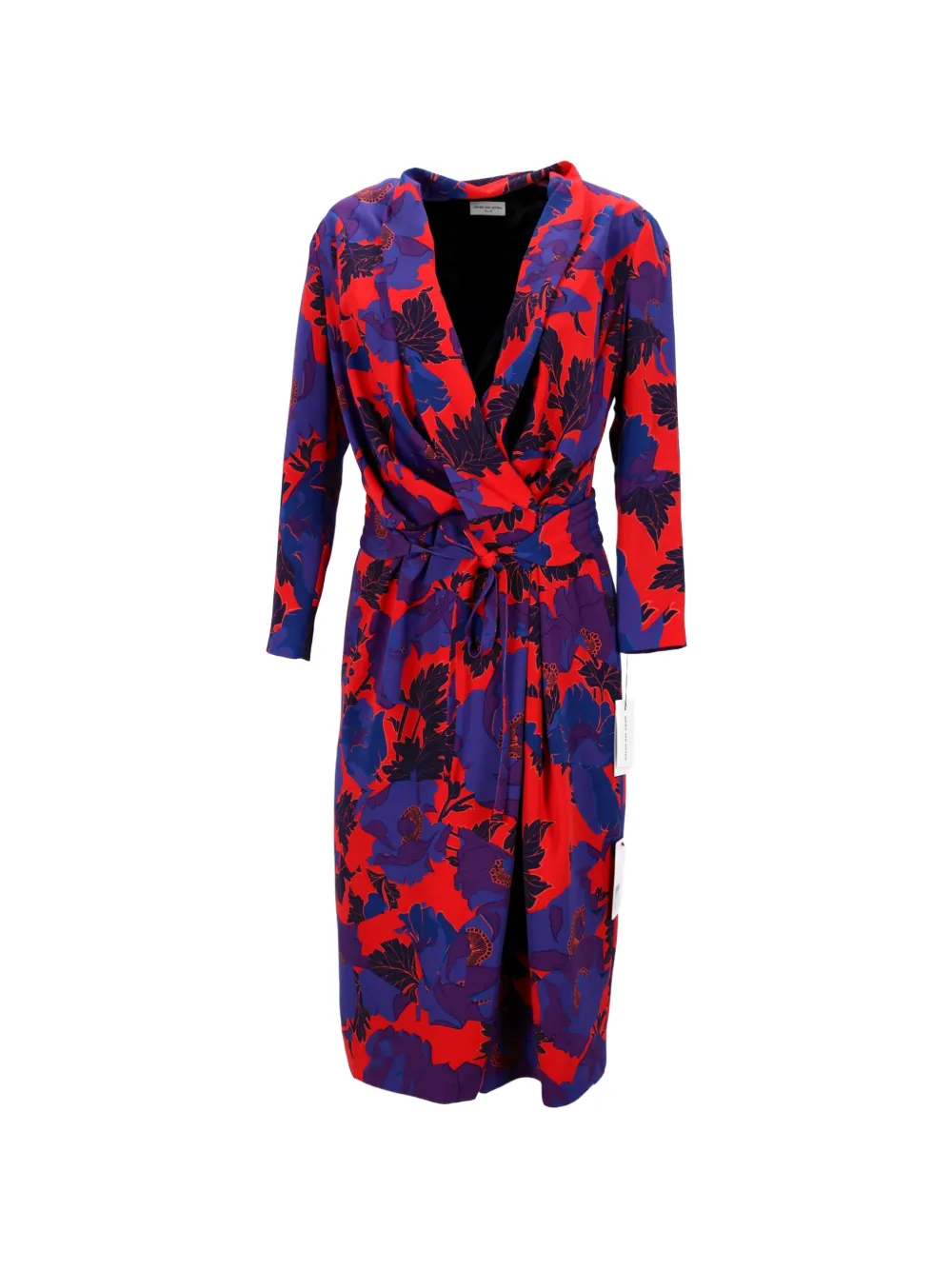 Dries Van Noten Pre-Owned floral-print wrap midi dress - Rosso