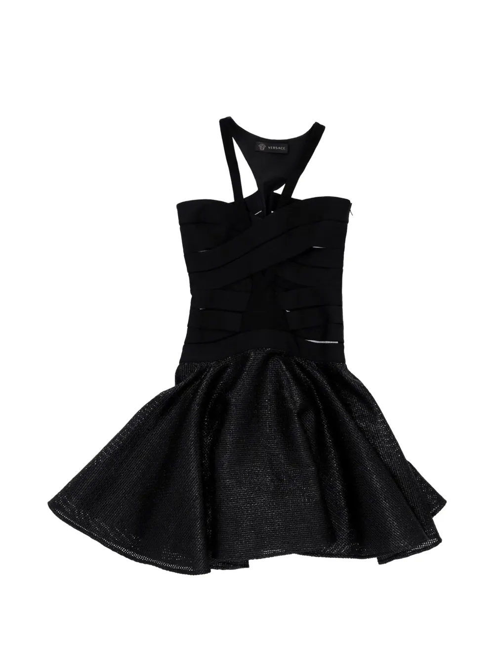Versace Pre-Owned crisscross halter mini dress - Nero