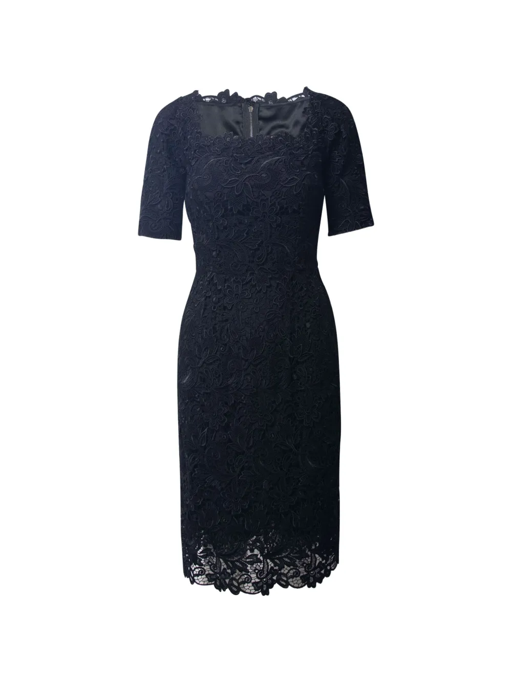 Dolce & Gabbana Pre-Owned lace-detail square-neck midi dress - Schwarz