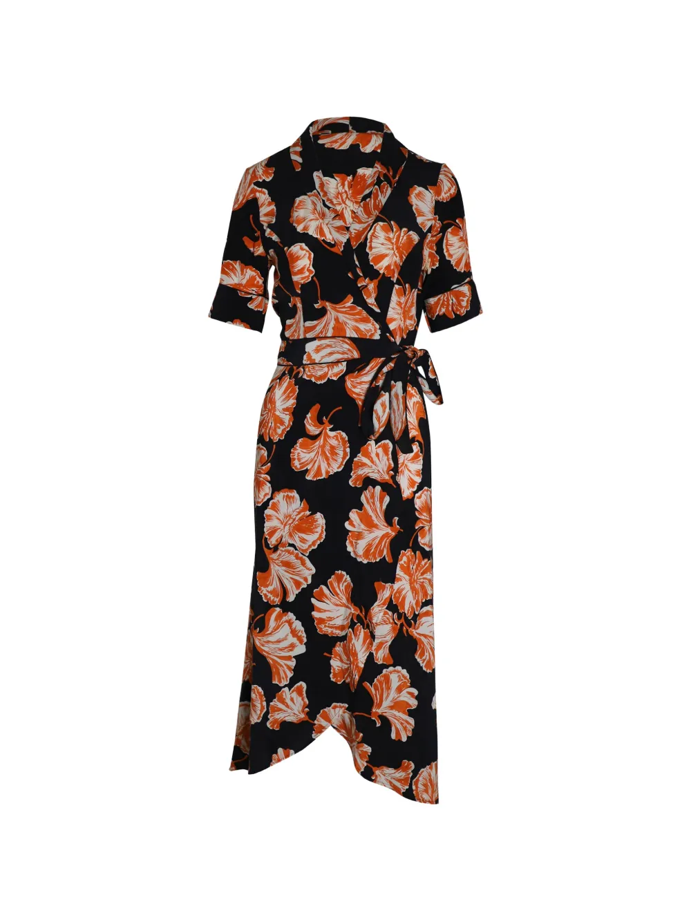 GANNI wrap floral-print midi dress - Nero