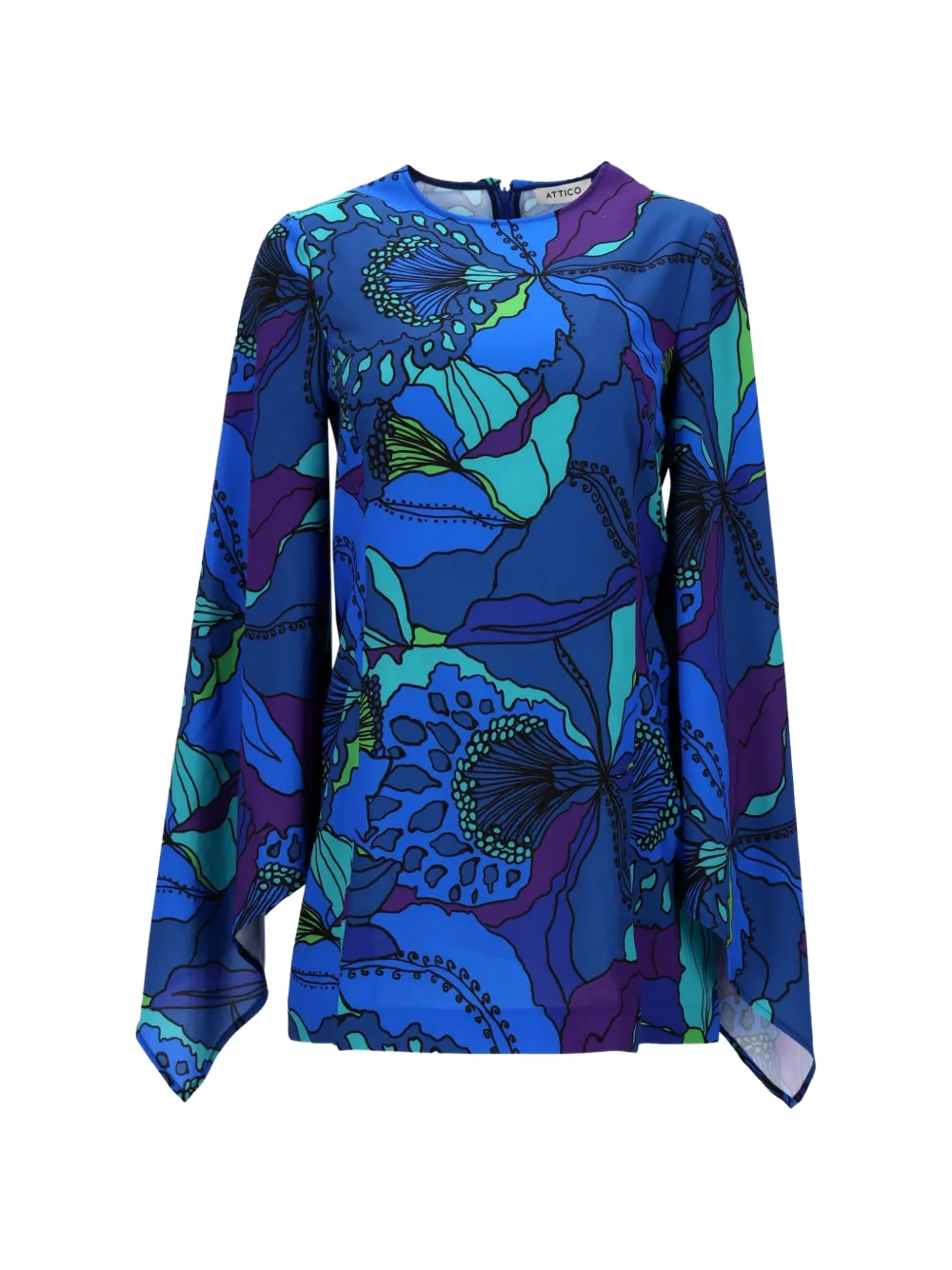 The Attico floral-print long-sleeve mini dress - Blu