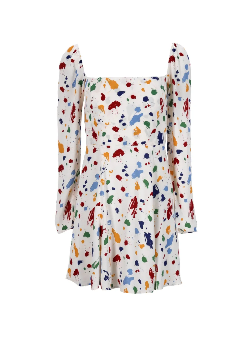 Reformation printed square-neck mini dress - Bianco