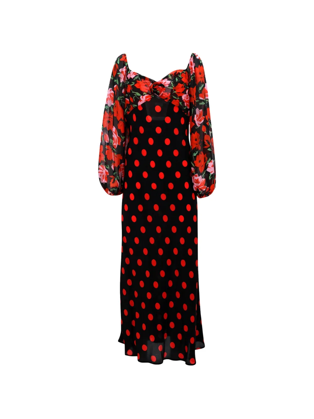 Rixo polka-dot midi dress - Nero
