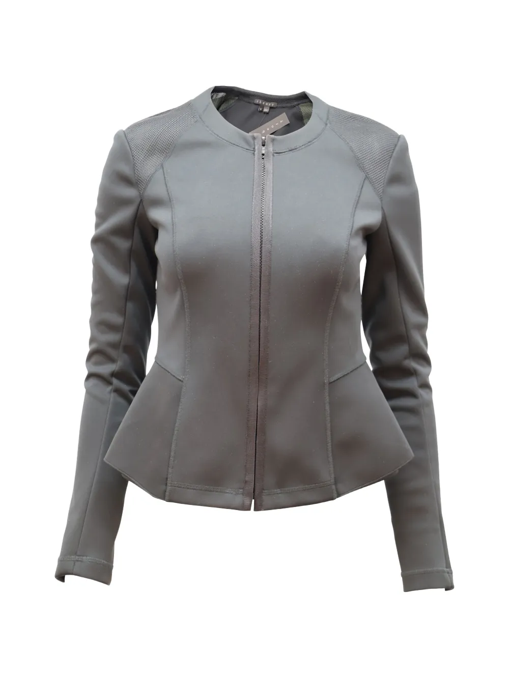 Pre-owned Theory Peplum Zipped Jacket In Black