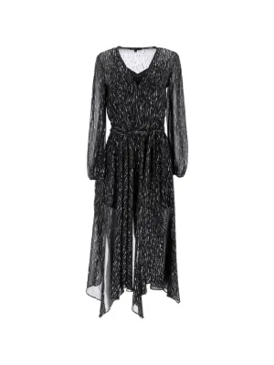 maje black long sleeve dress Long dress with black glitter Black / Gray For Women