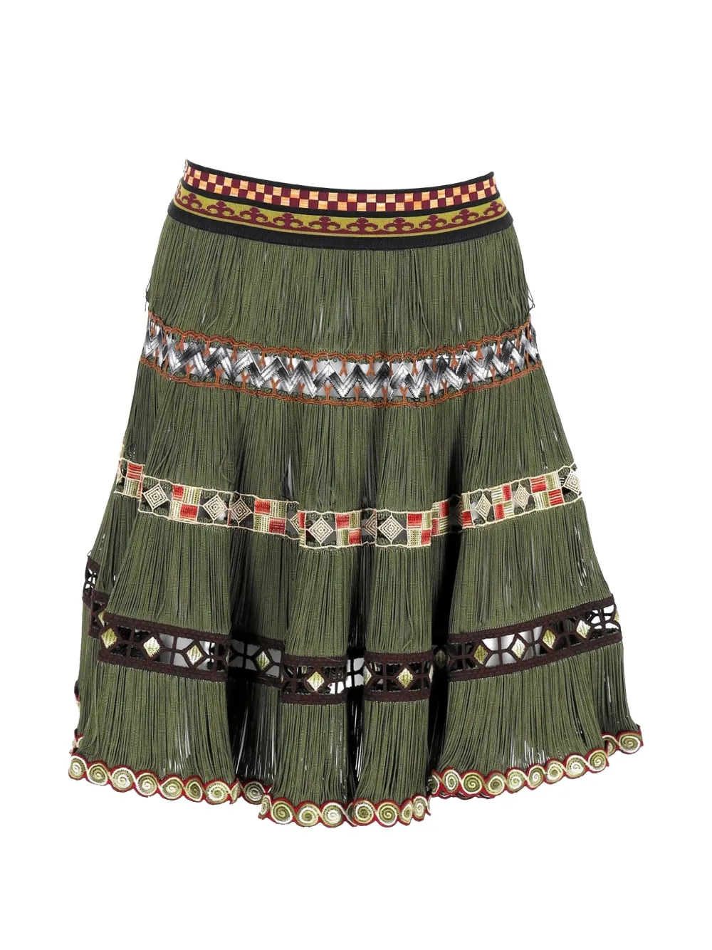 Jean Paul Gaultier Pre-Owned fringed midi skirt - Verde