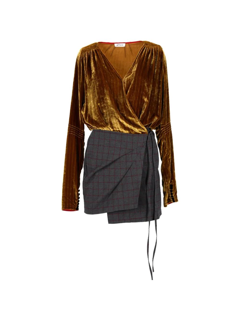 The Attico Alexa tartan-pattern mini dress - Marrone