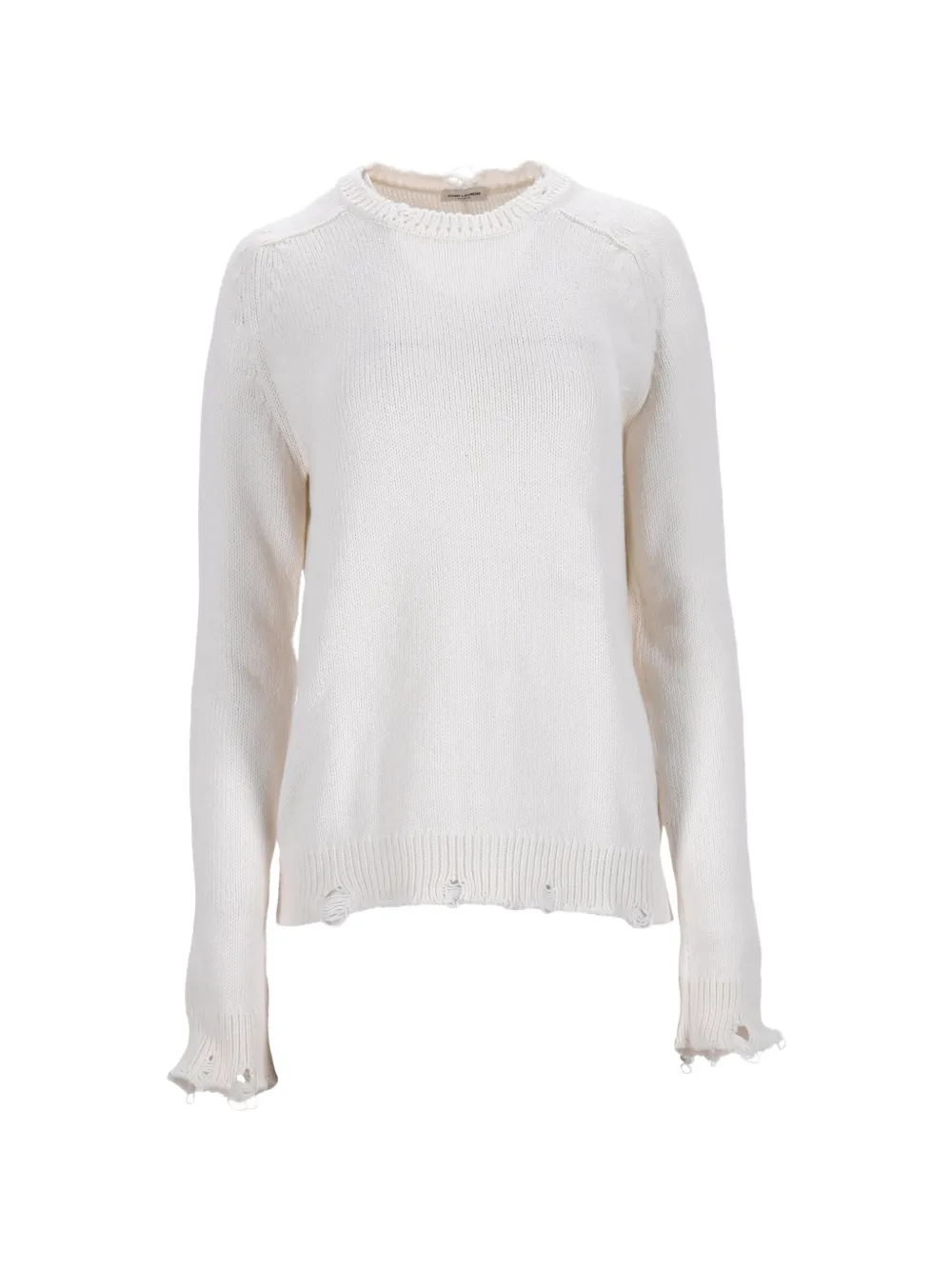 Saint Laurent Pre-Owned distressed-ribbed sweater - Bianco