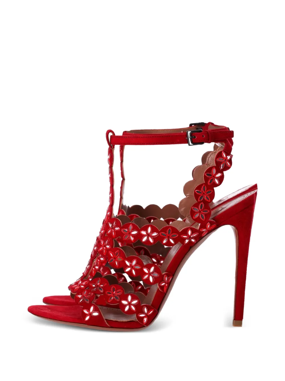 Mirror-Embellished Suede Sandals