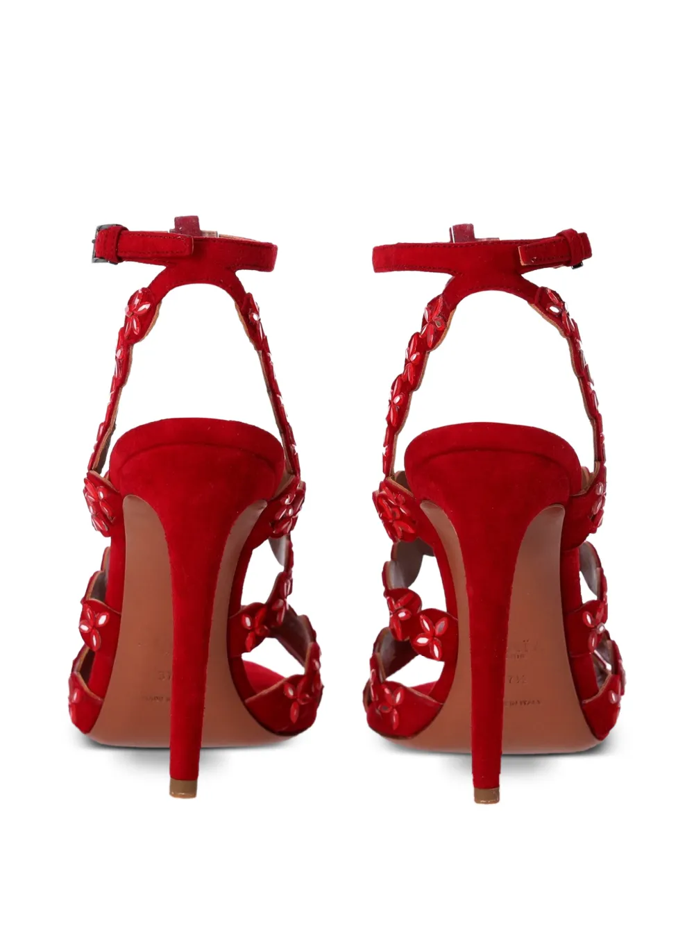 Mirror-Embellished Suede Sandals