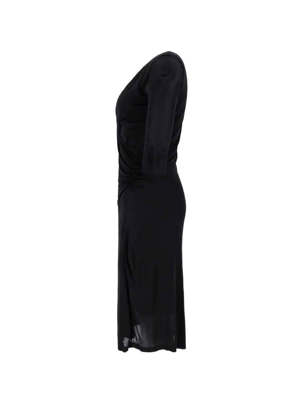 Wrap-Effect Ruched Midi Dress