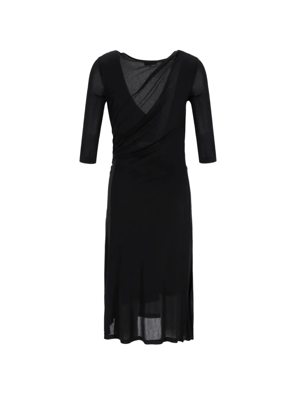 Wrap-Effect Ruched Midi Dress