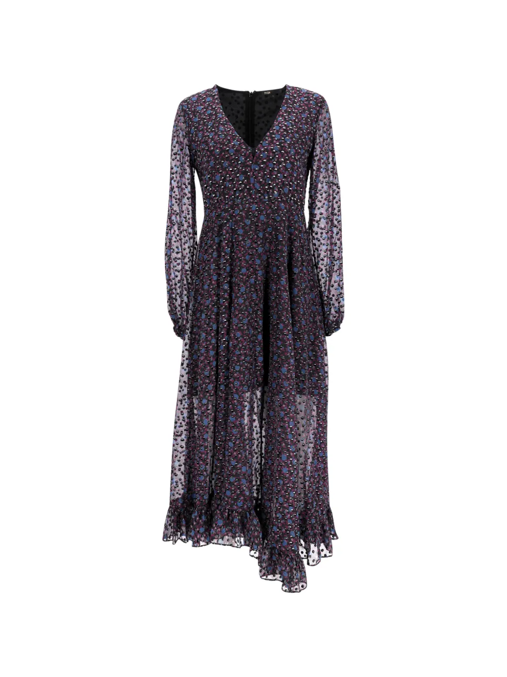 Maje asymmetric long-sleeve dress - Nero