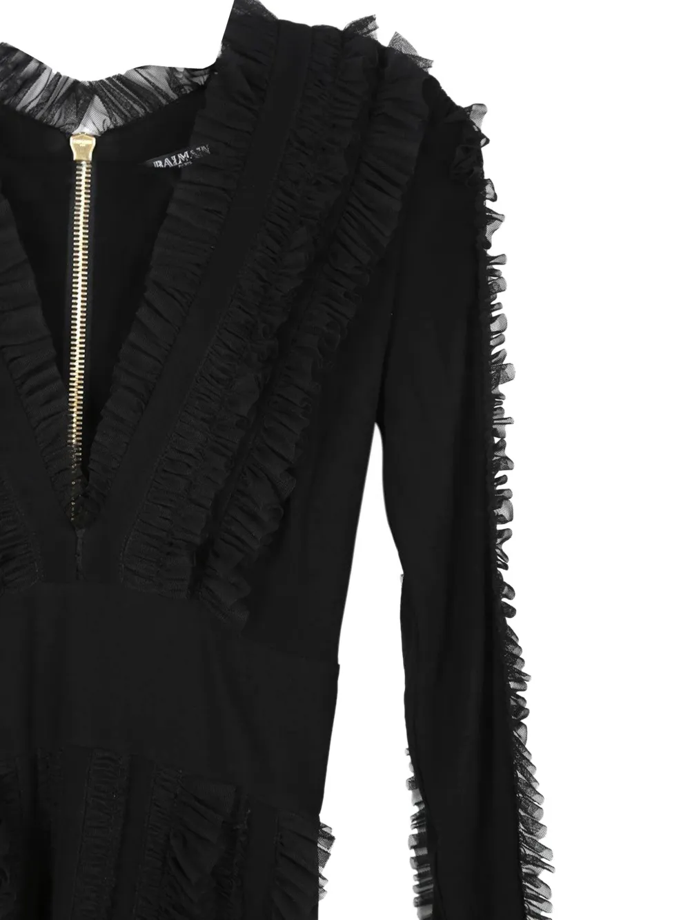  Balmain Pre-owned Vestido Corto Con Volantes - Negro 