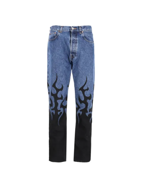 VETEMENTS flame-print straight-leg jeans