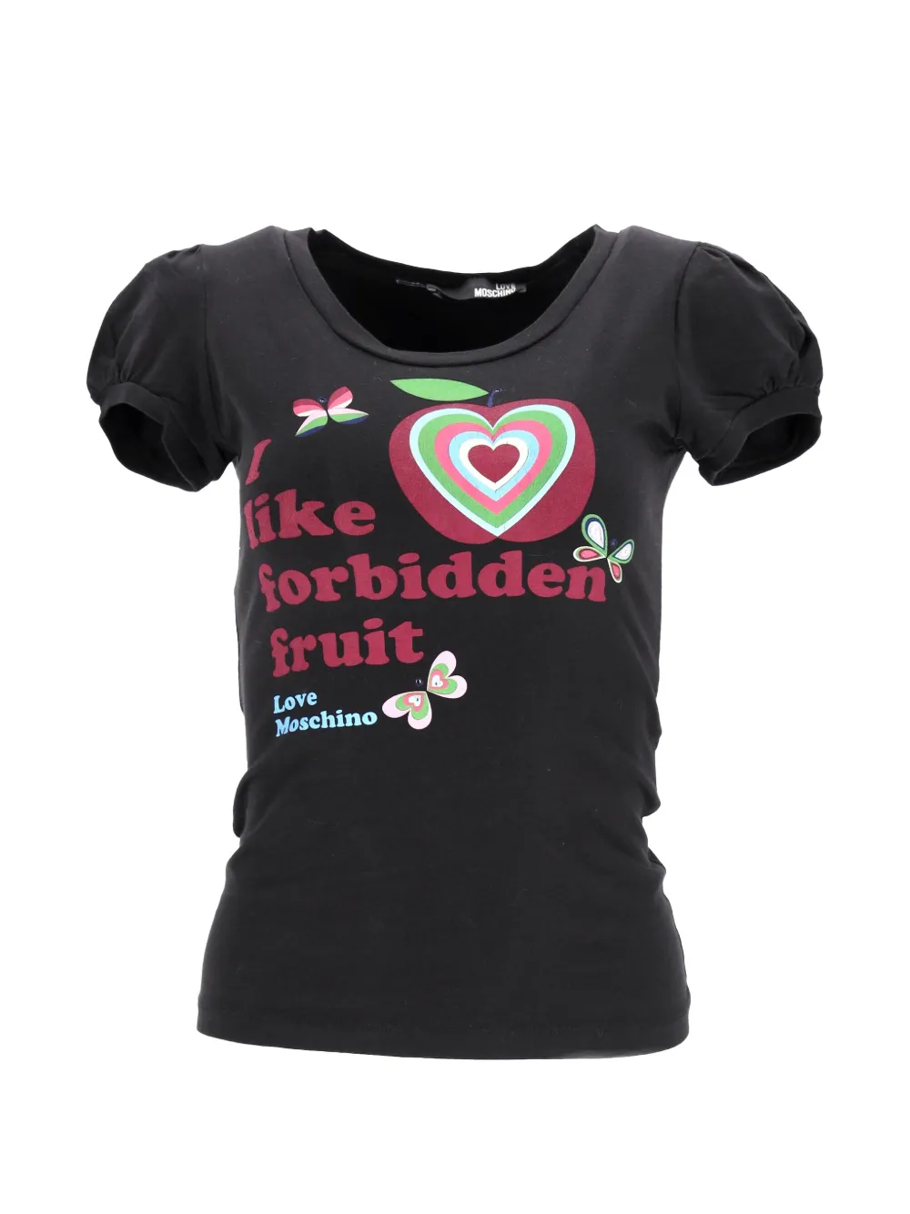 Moschino Pre-Owned graphic-print puffed-sleeve T-shirt - Nero