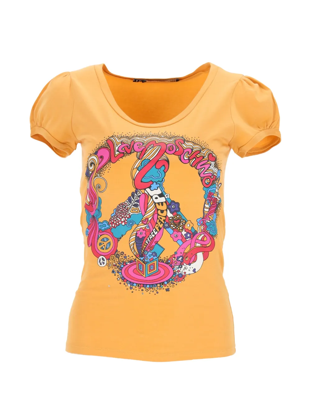 Moschino Pre-Owned graphic-print puffed-sleeve T-shirt - Arancione
