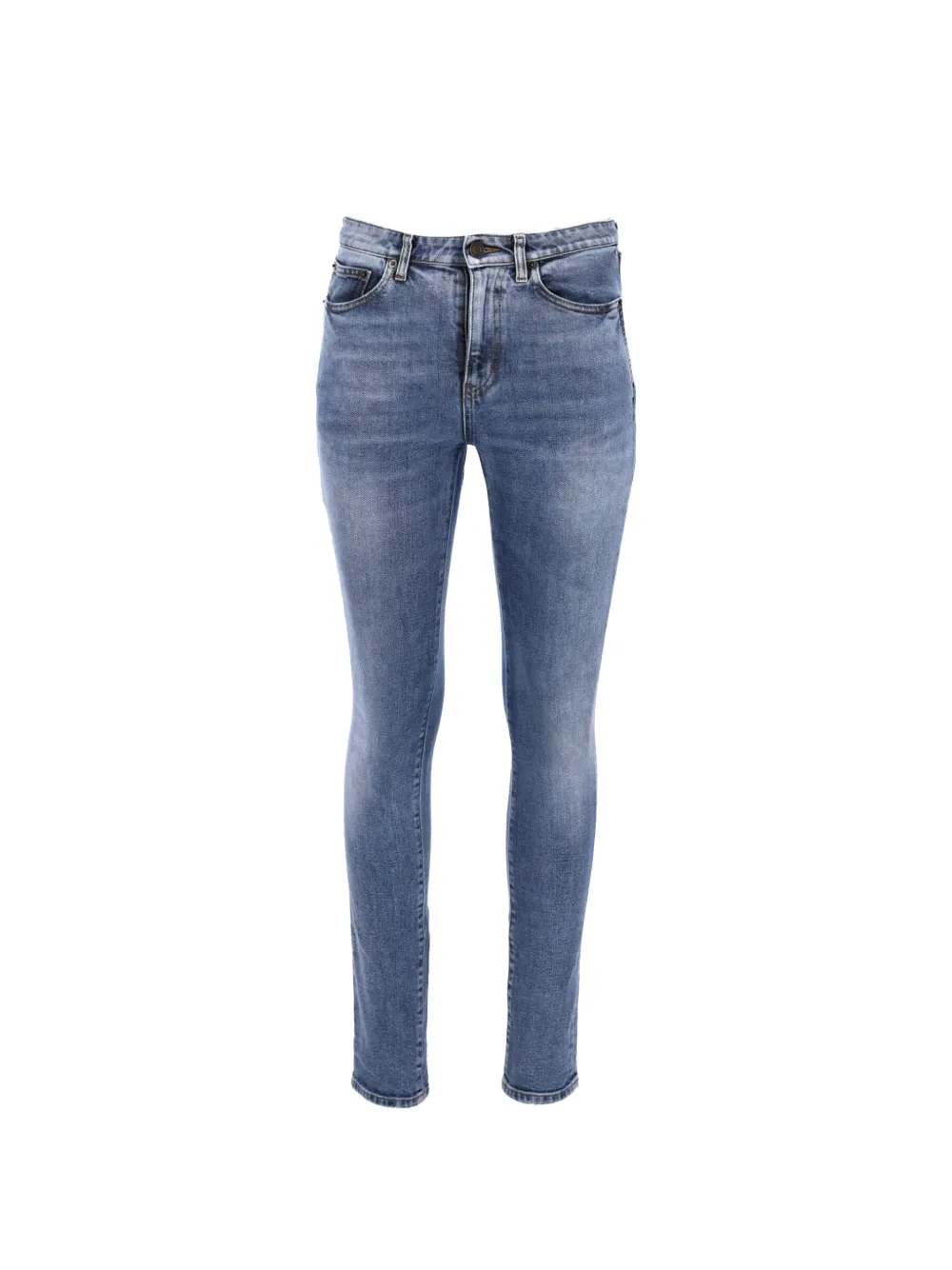 Saint Laurent Pre-Owned slim-fit logo-embroidered jeans - Blu