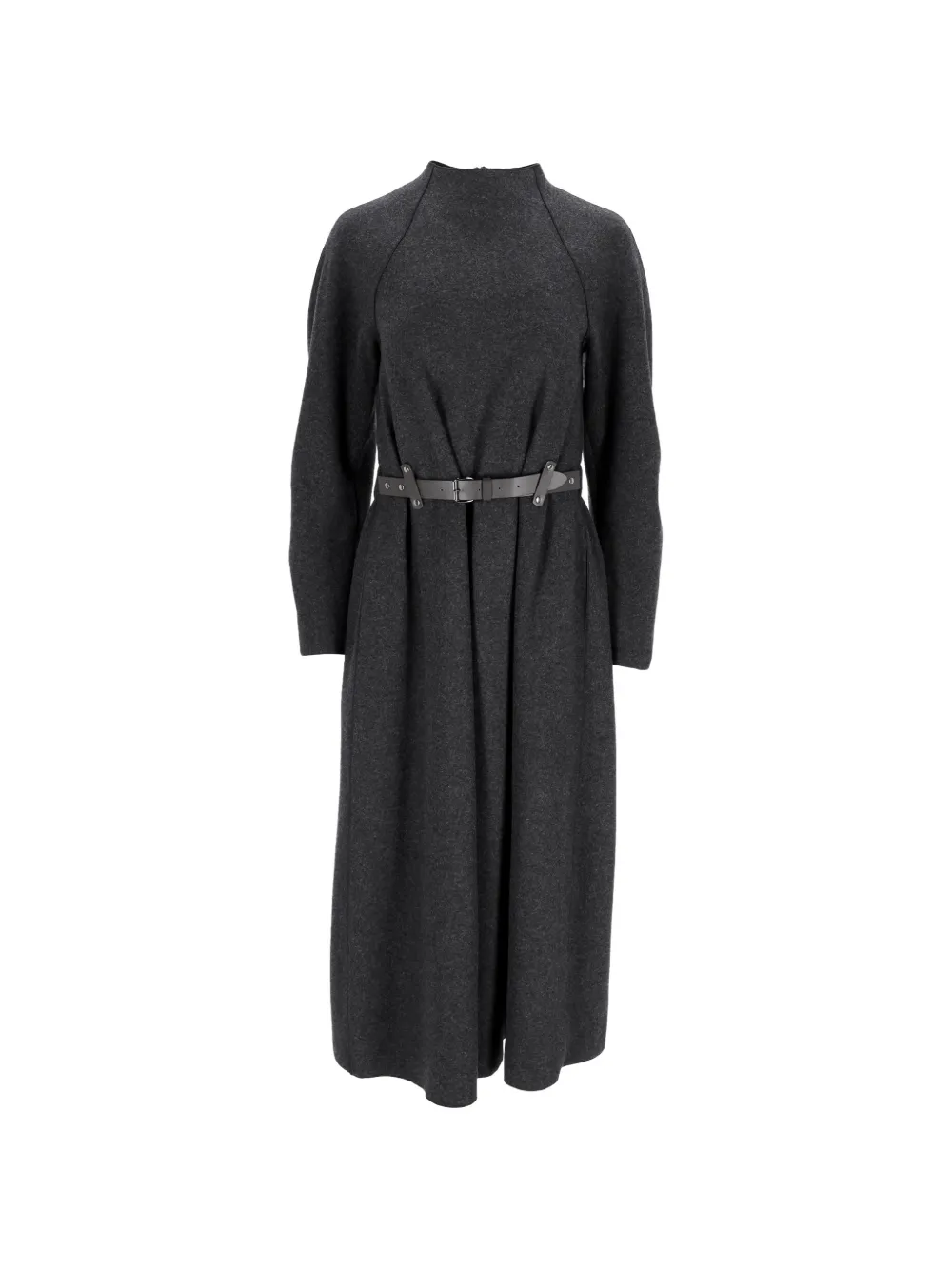 Emporio Armani Pre-Owned Gürtel-Midikleid mit Stehkragen - Grau