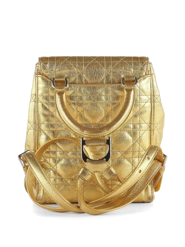 Christian Dior Backpack gold leather Christian Dior Metallic Gold Cannage Quilted Leather  main image 4