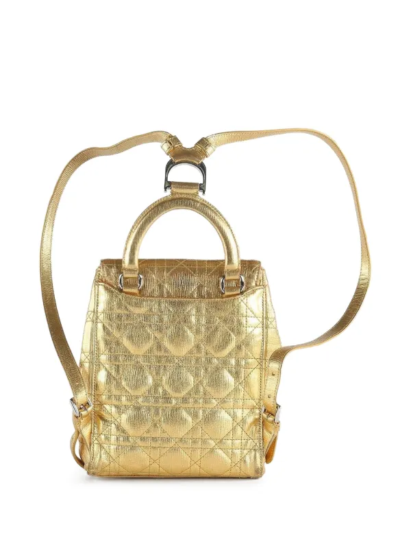 Christian Dior Pre-Owned Stardust Leather Backpack | Gold  display picture 3