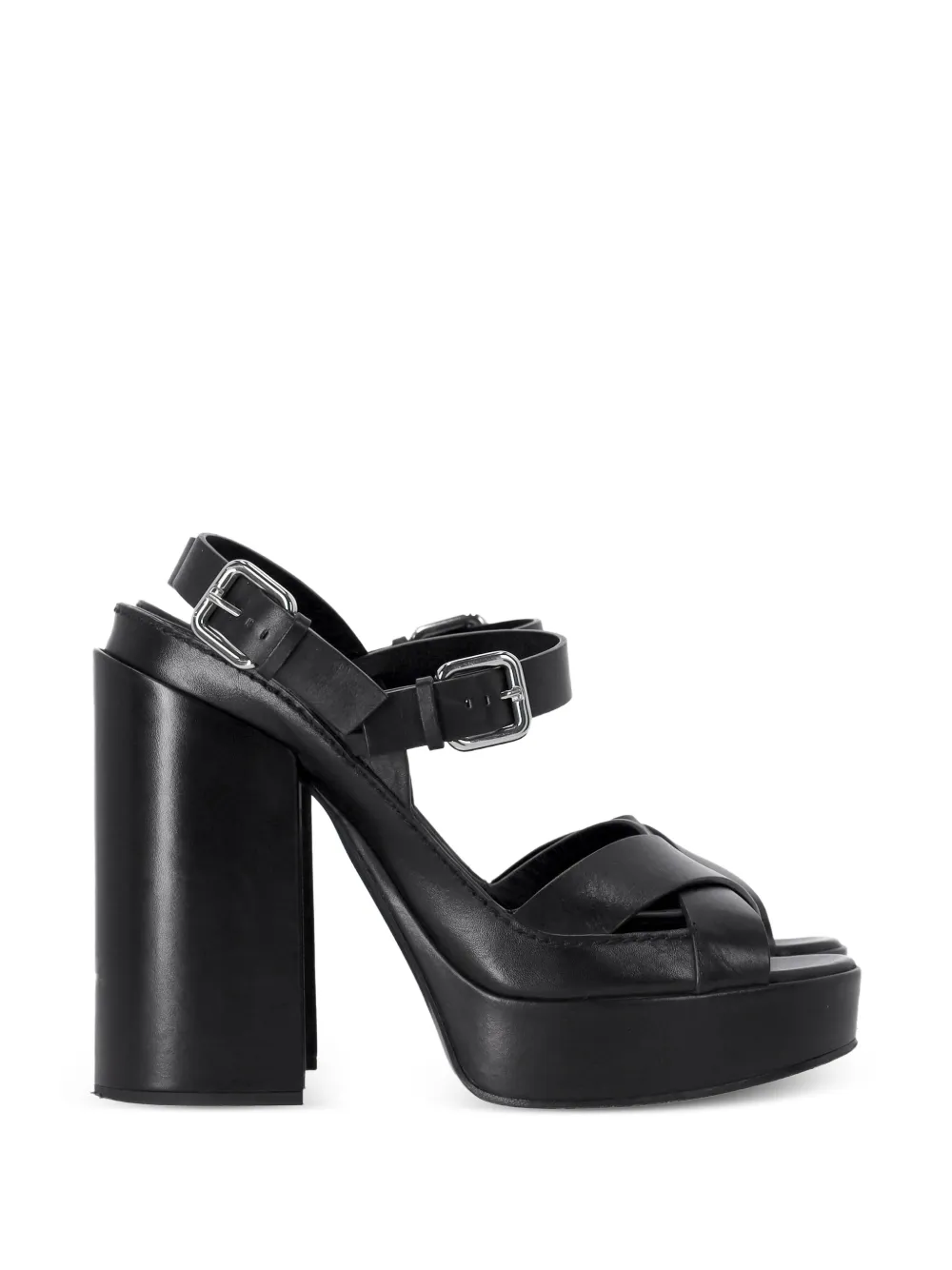 Jil Sander Pre-Owned ankle-strap platform leather sandals - Nero