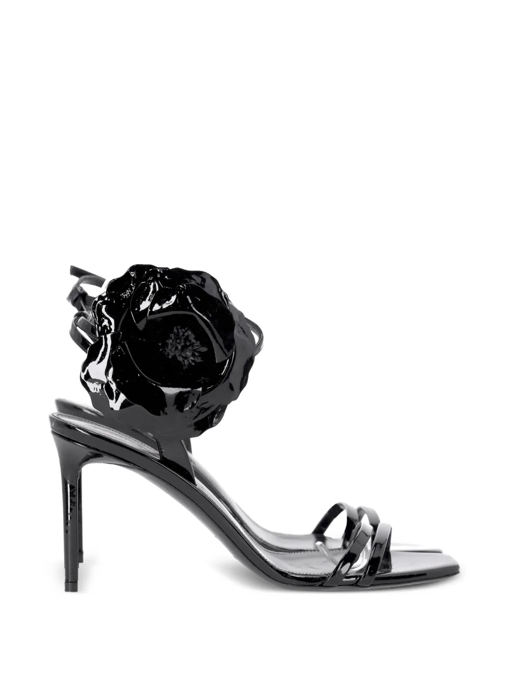 Saint Laurent Pre-Owned flower corsage square sandals - Schwarz