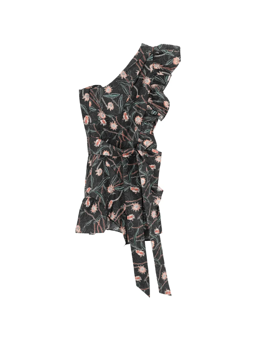 Isabel Marant Vintage Lavern one-shoulder floral-print mini dress - Nero