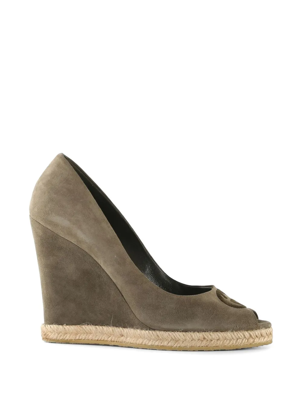 Gucci Pre-Owned peep toe wedge pumps - Marrone