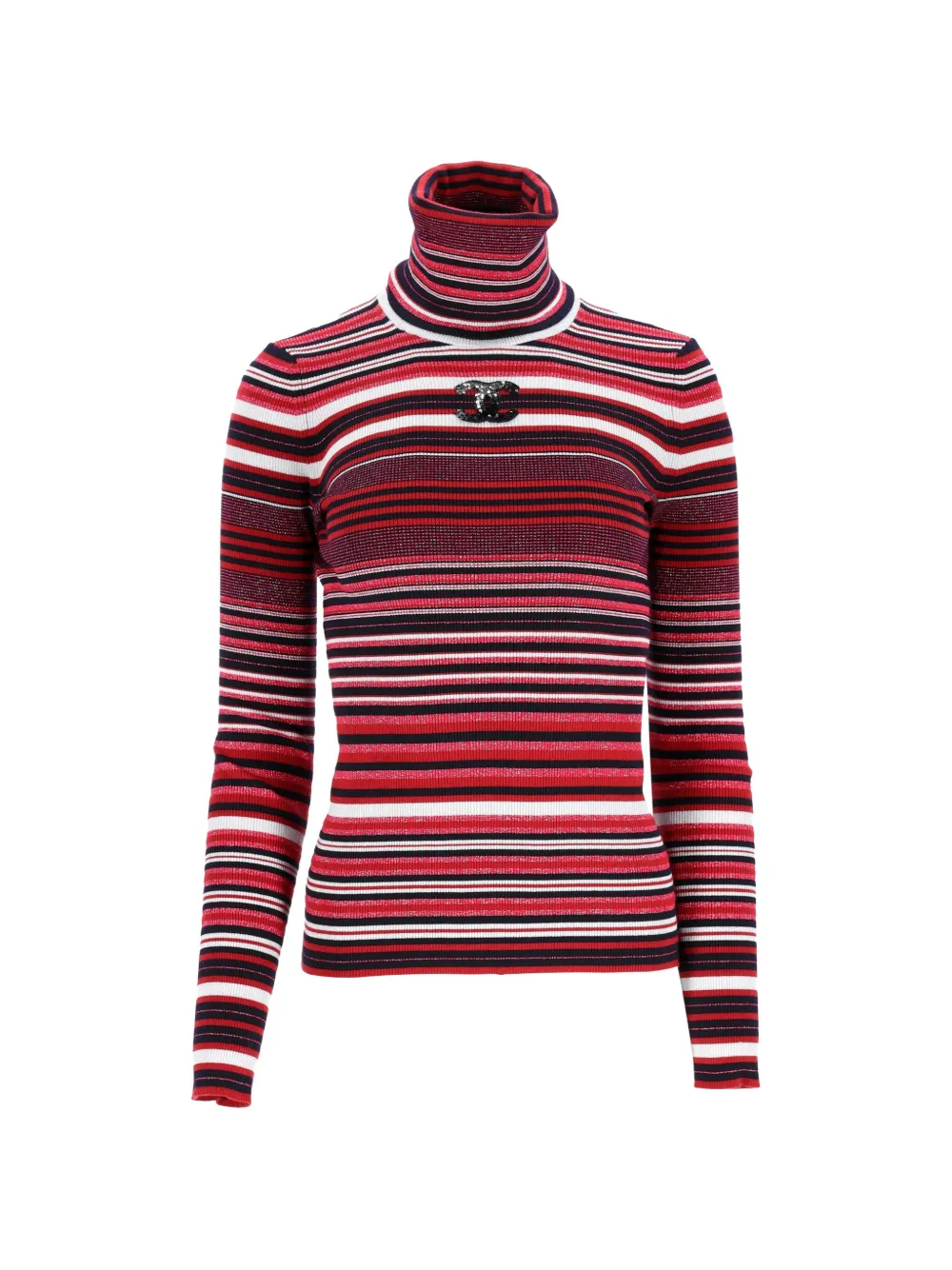 CHANEL Pre-Owned turtleneck striped top - Rot