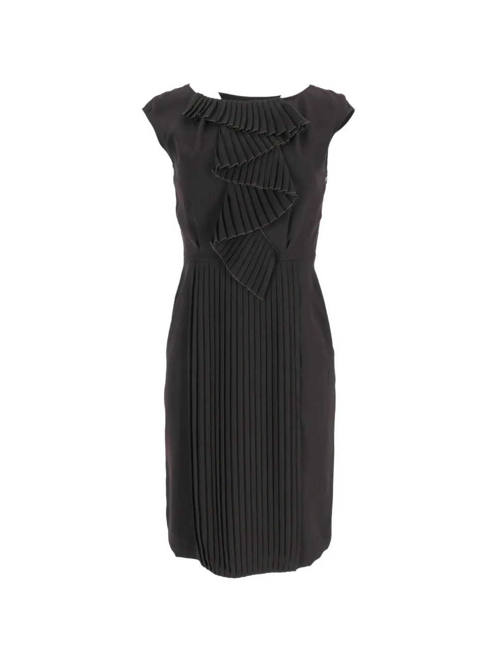Max Mara pleat-accent midi dress - Marrone