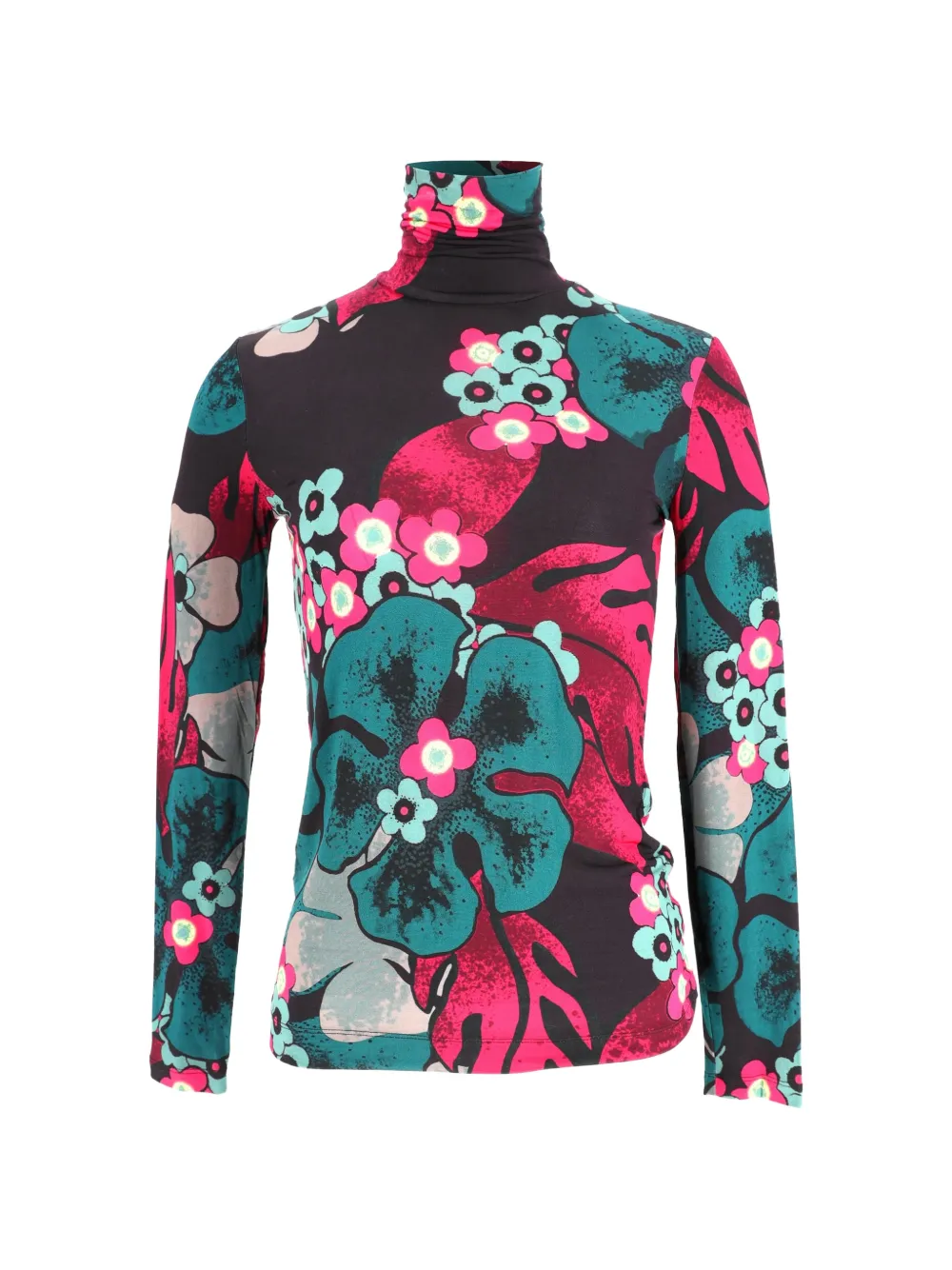 Dries Van Noten Pre-Owned floral-print turtleneck top - Nero