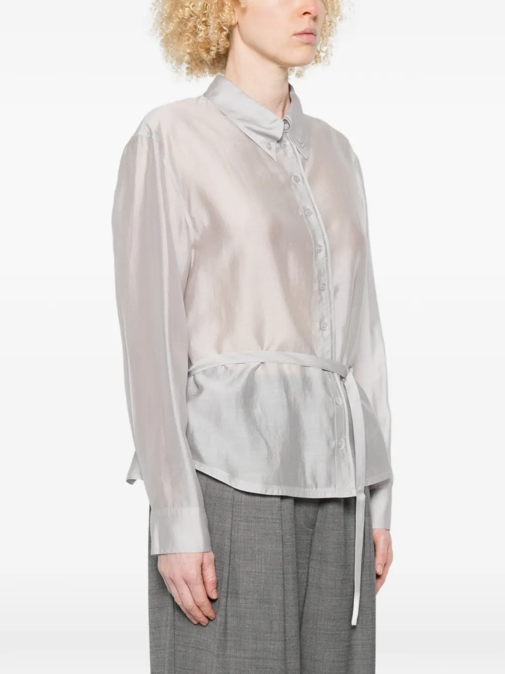Low Classic Shirt met gestrikte taille Grijs
